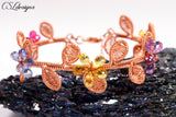 Flowers and leaves wirework bracelet ⎮ Copper and multicoloured