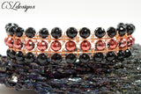 Elegant wire macrame bracelet ⎮ Copper, black and red