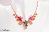 Flowers and leaves wirework necklace ⎮ Copper and multicoloured