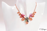 Flowers and leaves wirework necklace ⎮ Copper and multicoloured