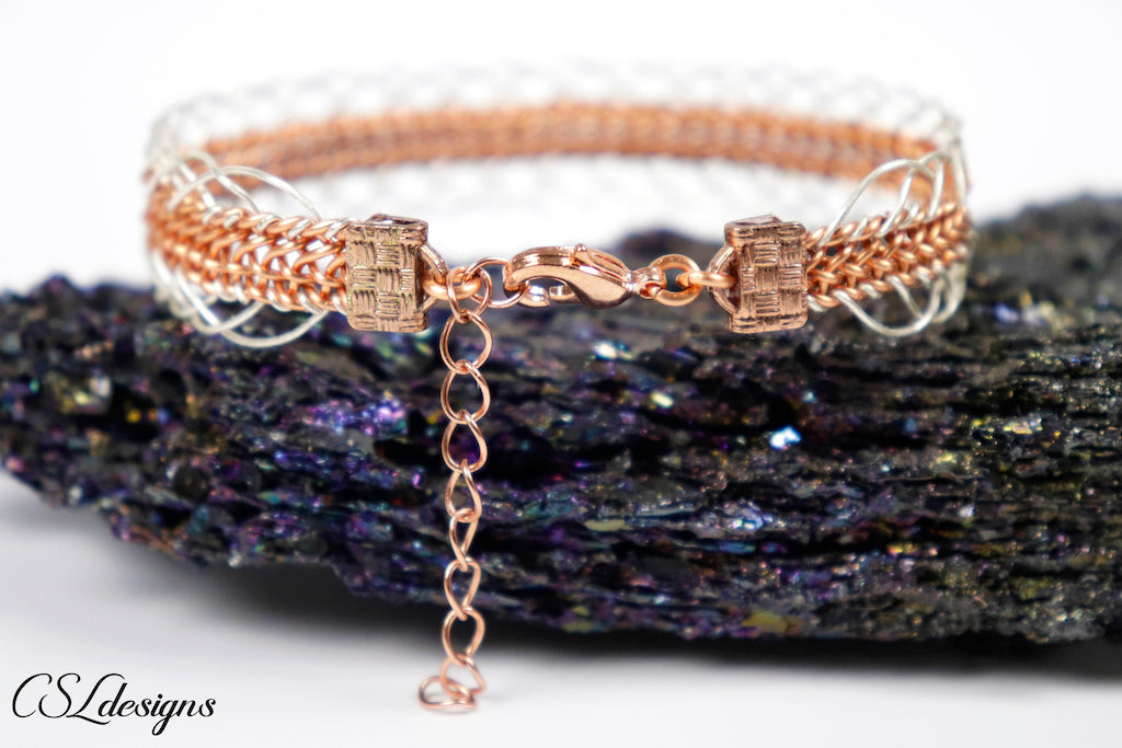 Laced wire kumihimo bracelet ⎮ Silver and copper – CSLdesigns shop