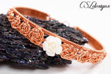 Roses wirework bracelet ⎮ Copper and white