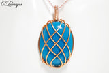 Celtic lace wirework necklace⎮ Copper and light blue