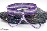 Striped micro macrame bracelet ⎮ Purple and silver