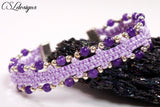 Outer beaded macrame bracelet ⎮ Purple and silver