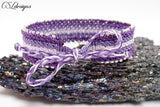 Striped micro macrame bracelet ⎮ Purple and silver