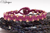 Easy square knot macrame bracelet ⎮ Purple and copper