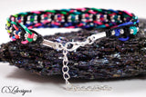 Woven macrame bracelet ⎮ Rainbow and silver