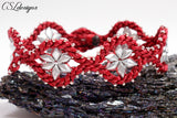 Starry diamonds kumihimo bracelet ⎮ Red and silver