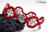 Starry diamonds kumihimo bracelet ⎮ Red and silver