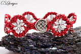 Starry diamonds kumihimo bracelet ⎮ Red and silver