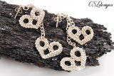Heart wire kumihimo drop earrings ⎮ Silver
