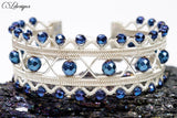 Beaded art deco wirework bracelet ⎮ Silver and blue