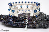 Beaded art deco wirework bracelet ⎮ Silver and blue