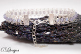 Wire crochet beaded bracelet ⎮ Silver and blue