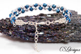 Funky wire macrame bracelet ⎮ Silver and blue