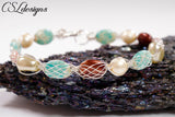 Celtic lace wirework bracelet ⎮ Silver and multicoloured