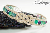 Celtic knot wirework bracelet ⎮ Silver and green/purple