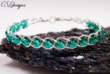 Inside braided wirework bracelet ⎮ Silver and green