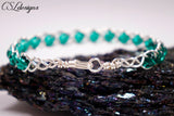 Inside braided wirework bracelet ⎮ Silver and green