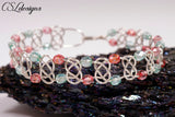 Josephine knot wirework bracelet ⎮ Silver, pink and blue