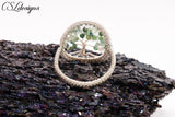 Tree of life wirework ring ⎮ Silver and green