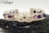 Celtic knot wire macrame bracelet ⎮ Silver and purple