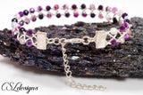 Outside beaded wirework braided bracelet ⎮ Silver and purple