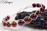 Inside braided wirework bracelet ⎮ Silver and dark purple
