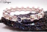 Beaded coils wirework bracelet ⎮ Silver and purple