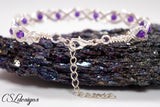 Elegant braided wirework bracelet ⎮ Silver and purple