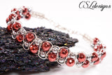 Funky wire macrame bracelet ⎮ Silver and red