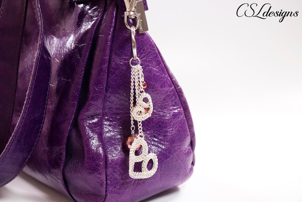 Heart wire kumihimo bag charm/key chain ⎮ Silver – CSLdesigns shop