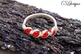 Candy spirals wirework ring ⎮ Silver and red