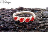 Candy spirals wirework ring ⎮ Silver and red