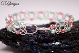 Josephine knot wirework bracelet ⎮ Silver, pink and blue