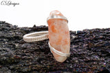 Elegant cabochon wirework ring ⎮ Silver and sunstone