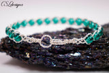 Inside braided wirework bracelet ⎮ Twisted silver and green