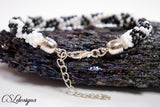 Leopard print beaded kumihimo bracelet ⎮ White, grey and black