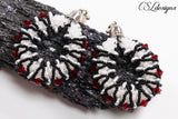 Kisses beaded kumihimo earrings ⎮ White, black and red