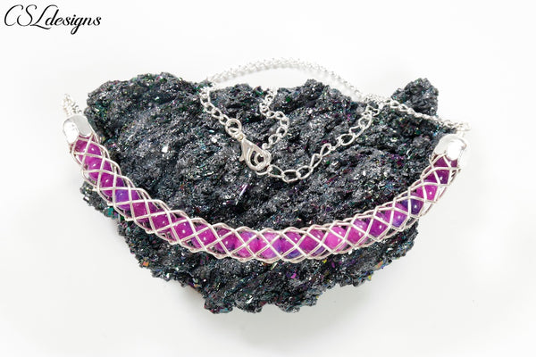 Hollow braid wire kumihimo necklace