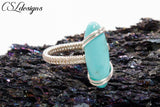 Elegant cabochon wirework ring ⎮ Silver and turquoise