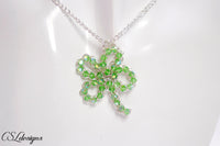 Four leaf clover wire crochet necklace