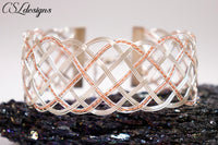 Open wirewoven bracelet ⎮ Silver and copper