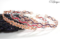 Elegant braid wirework bracelet ⎮ Silver and pink