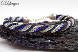 Rhinestone twist kumihimo bracelet ⎮ Blue