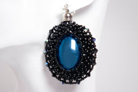 Cabochon beaded kumihimo earrings ⎮ Blue and black