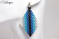 Diamond micro macrame earrings ⎮ Blue ombre
