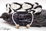 Intertwining herringbone macrame bracelet ⎮ Black and white