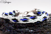Leopard print kumihimo bracelet ⎮ Blue